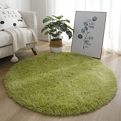 Lifup Teppich Shaggy Anti Rutsch Pflegeleicht, Rund Langflor Teppich für Wohnzimmer Schlafzimmer Kinderzimmer Gras Grün 130 cm von Lifup