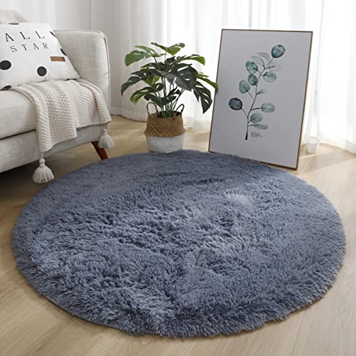 Lifup Teppich Shaggy Anti Rutsch Pflegeleicht, Rund Langflor Teppich für Wohnzimmer Schlafzimmer Kinderzimmer Silber Grau 60 cm von Lifup