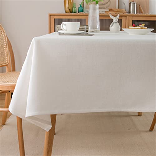 Lifup Tischdecke Eckig Spitze Rand Tischwäsche Tischtuch Baumwolle Leinen Weiß 140 x 190 cm von Lifup