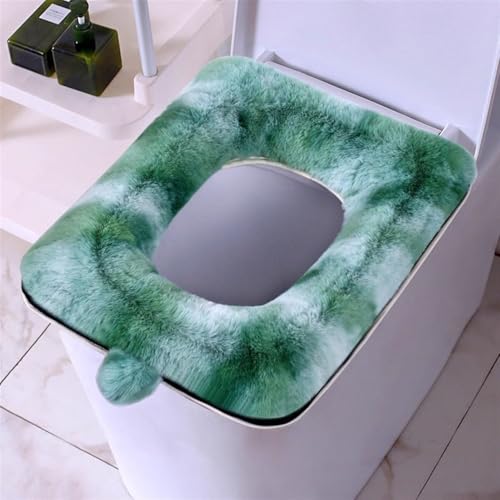 Lifup Toilettensitzbezug Pad mit Griff und Reißverschluss, Dicker Weich Warm WC Sitzkissen Grün Weißes Rechteck 38 x 44 cm von Lifup