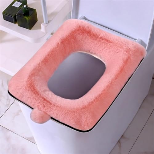 Lifup Toilettensitzbezug Pad mit Griff und Reißverschluss, Dicker Weich Warm WC Sitzkissen Rosa Rechteck 38 x 44 cm von Lifup