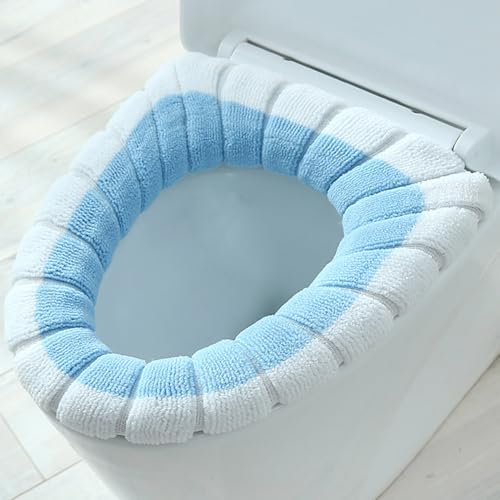 Lifup Toilettensitzbezug Pads Weich Waschbar, WC Sitzbezüge Toilettendeckel Abdeckung Kissen Weißblau 32 x 32 cm von Lifup