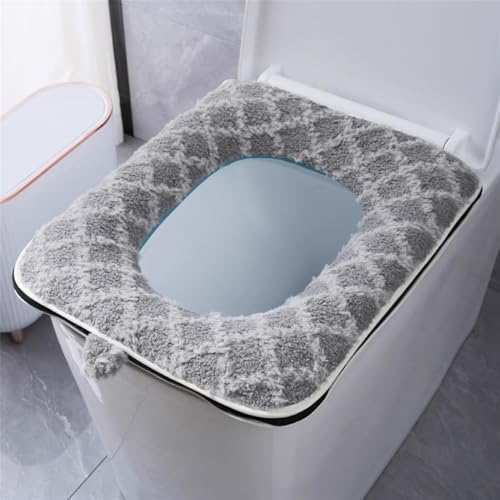 Lifup WC Sitzbezüge Pads mit Griff und Reißverschluss, Dicker Weich Warm Toilettendeckel Pad Graues Rechteck 1 38 x 44 cm von Lifup