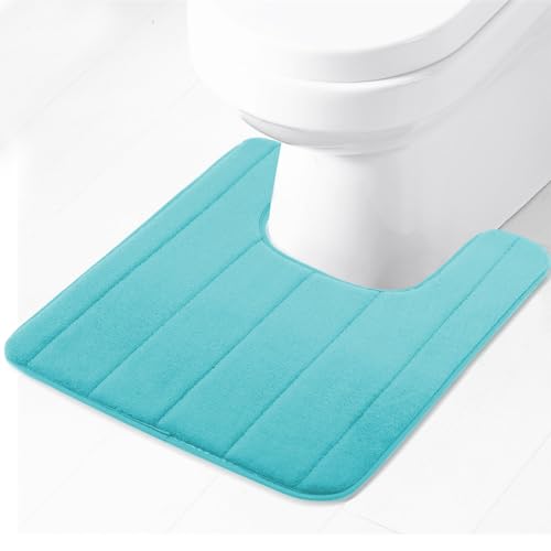 Lifup WC Vorleger mit Ausschnitt, Badvorleger rutschfest Waschbar, Badematte für Badezimmer Toilett WC Blau 1 40 x 60 cm von Lifup