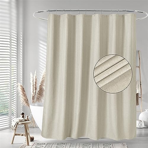 Lifup Wasserdichter Duschvorhang, Anti-schimmel Duschvorhänge, Textile Vorhänge in Badezimmer mit Duschvorhangringe, Beschwerter Saum, für Badezimmer, Badewanne Beige 122 x 183 cm von Lifup