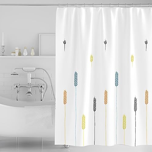 Lifup Wasserdichter Duschvorhang, Digitaldruck Duschvorhänge mit Gewicht, Polyester Stoff Badevorhänge mit Duschvorhangringe, Anti-Schimmel Dusch Vorhang für Badezimmer, Badewanne Weiß 220 x 200 cm von Lifup