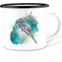 Emaille Tasse | Leicht & Robust | »Astrolotl« I Camping Becher Handveredelt in Deutschland Cup, Kaffeetasse, Emaillebecher von Ligarti