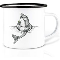 Emaille Tasse | Leicht & Robust | »Bernd« I Camping Becher Handveredelt in Deutschland Cup, Kaffeetasse, Emaillebecher von Ligarti