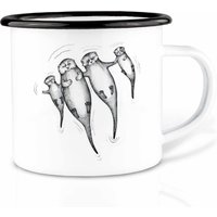 Emaille Tasse | Leicht & Robust | »Die Otters« I Camping Becher Handveredelt in Deutschland Cup, Kaffeetasse, Emaillebecher von Ligarti
