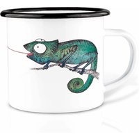Emaille Tasse | Leicht & Robust | »Fliegenfänger« I Camping Becher Handveredelt in Deutschland Cup, Kaffeetasse, Emaillebecher von Ligarti