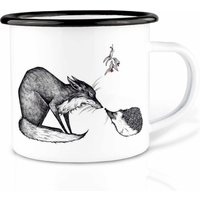 Emaille Tasse | Leicht & Robust | »Fuchs Und Igel« I Camping Becher Handveredelt in Deutschland Cup, Kaffeetasse, Emaillebecher von Ligarti