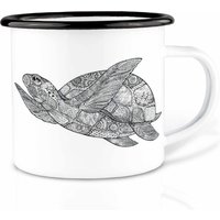 Emaille Tasse | Leicht & Robust | »Schildkröte« I Camping Becher Handveredelt in Deutschland Cup, Kaffeetasse, Emaillebecher von Ligarti