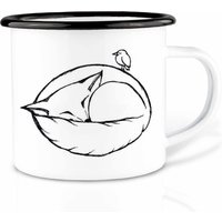 Emaille Tasse | Leicht & Robust | »Schlafender Fuchs« I Camping Becher Handveredelt in Deutschland Cup, Kaffeetasse, Emaillebecher von Ligarti