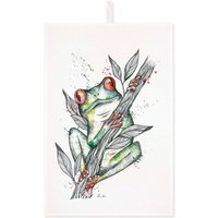 Geschirrtuch [Halbleinen] Made in Eu | Frosch Natur Küchentücher Oeko Tex Standard von Ligarti