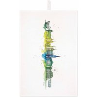 Geschirrtuch [Halbleinen] Made in Eu | Wuppertal City Skyline Küchentücher Oeko Tex Standard von Ligarti