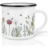 Keramik Tasse | Retro Design | »Blumenwiese« Handveredelt in Deutschland Cup, Kaffeetasse, Becher Spülmaschinenfest von Ligarti