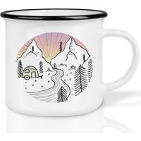 Keramik Tasse | Retro Design | »Camping Day« Handveredelt in Deutschland Cup, Kaffeetasse, Becher Spülmaschinenfest von Ligarti