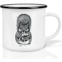 Keramik Tasse | Retro Design | »Chipseichhörnchen« Handveredelt in Deutschland Cup, Kaffeetasse, Becher Spülmaschinenfest von Ligarti