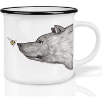 Keramik Tasse | Retro Design | »Die Begegnung« Bär & Hummel Handveredelt in Deutschland Cup, Kaffeetasse, Becher Spülmaschinenfest von Ligarti