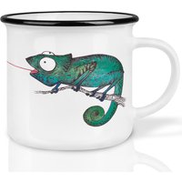 Keramik Tasse | Retro Design | »Fliegenfänger« Chamäleon Handveredelt in Deutschland Cup, Kaffeetasse, Becher Spülmaschinenfest von Ligarti