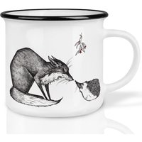 Keramik Tasse | Retro Design | »Fuchs & Igel« Handveredelt in Deutschland Cup, Kaffeetasse, Becher Spülmaschinenfest von Ligarti