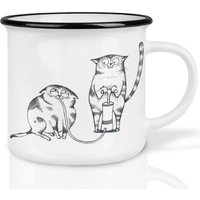 Keramik Tasse | Retro Design | »Heliumkatzen« Handveredelt in Deutschland Cup, Kaffeetasse, Becher Spülmaschinenfest von Ligarti