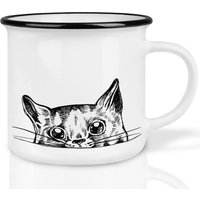Keramik Tasse | Retro Design | »Ilma« Die Katze Handveredelt in Deutschland Cup, Kaffeetasse, Becher Spülmaschinenfest von Ligarti