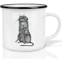 Keramik Tasse | Retro Design | »Johnny Pistol« Erdmännchen Handveredelt in Deutschland Cup, Kaffeetasse, Becher Spülmaschinenfest von Ligarti