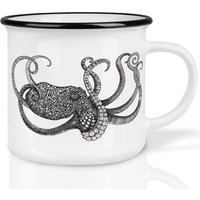 Keramik Tasse | Retro Design | »Oktopus« Tintenfisch Handveredelt in Deutschland Cup, Kaffeetasse, Becher Spülmaschinenfest von Ligarti
