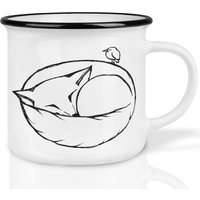 Keramik Tasse | Retro Design | »Schlafender Fuchs« Handveredelt in Deutschland Cup, Kaffeetasse, Becher Spülmaschinenfest von Ligarti