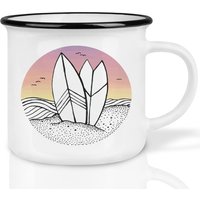 Keramik Tasse | Retro Design | »Sufing Day & Night« Handveredelt in Deutschland Cup, Kaffeetasse, Becher Spülmaschinenfest von Ligarti