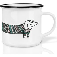 Keramik Tasse | Retro Design | »Werner« Dackel, Hund Handveredelt in Deutschland Cup, Kaffeetasse, Becher Spülmaschinenfest von Ligarti