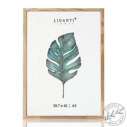 Ligarti® Bilderrahmen Din A3 30x42 (Made in EU) I Rahmen aus Echtholz I Holzbilderrahmen, Holzrahmen in 29,7x42 Eiche I Picture Frame Eiche von Ligarti