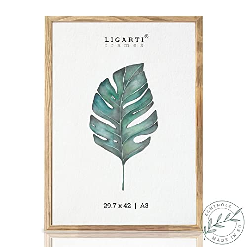 Ligarti® Bilderrahmen Din A3 30x42 (Made in EU) I Rahmen aus Echtholz I Holzbilderrahmen, Holzrahmen in 29,7x42 Eiche I Picture Frame Eiche von Ligarti