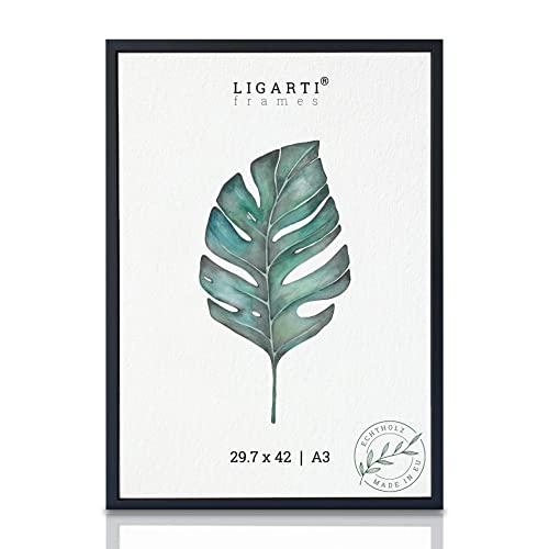 Ligarti® Bilderrahmen Din A3 30x42 (Made in EU) I Rahmen aus Echtholz I Holzbilderrahmen, Holzrahmen in 29,7x42 Schwarz I Picture Frame Schwarz von Ligarti