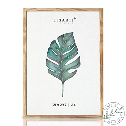 Ligarti® Bilderrahmen Din A4 21x30 (Made in EU) I Rahmen aus Echtholz I Holzbilderrahmen, Holzrahmen in 21x29,7 Eiche I Picture Frame Eiche von Ligarti