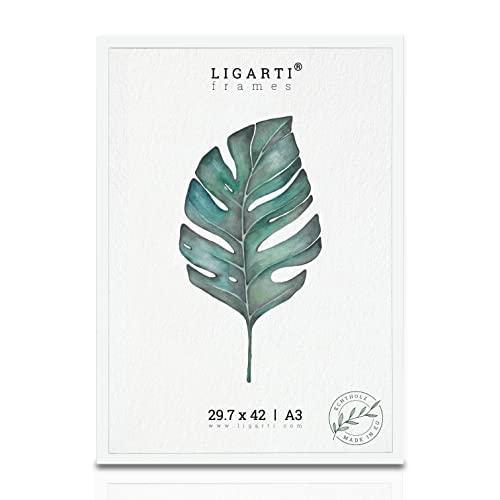 Ligarti® Bilderrahmen Weiß (Made in EU) I Rahmen aus Echtholz in A3 29,7x42 I Holzbilderrahmen, Holzrahmen I Picture Frame (A3, weiß) von Ligarti