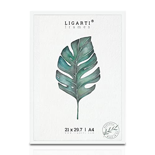 Ligarti® Bilderrahmen Weiß (Made in EU) I Rahmen aus Echtholz in A4 21x29,7 I Holzbilderrahmen, Holzrahmen I Picture Frame(A4, weiß) von Ligarti