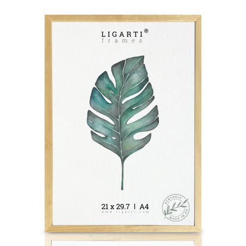 Ligarti® Bilderrahmen natur (Made in EU) I Rahmen aus Echtholz in 21x29,7 I Holzbilderrahmen, Holzrahmen I Picture Frame (A4, natur) von Ligarti