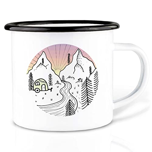 Ligarti® XXL Emaille Tasse (leicht & robust) | Camping Becher handveredelt in Deutschland | Kaffeetasse, Trinkbecher, Emaillebecher von Ligarti