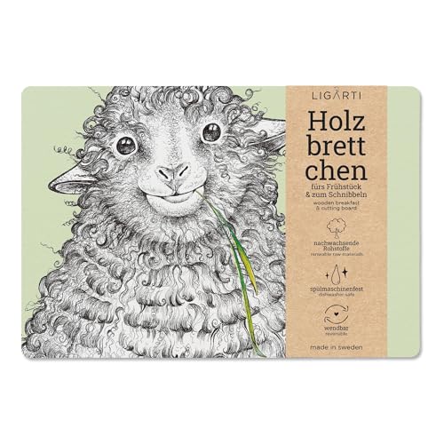 Ligarti® Frühstücksbrettchen (aus Holz) I Schneidebrett in 22x15 Made in Sweden & spülmaschinenfest I Nachhaltiges Breakfast Board, Holzbrett (Wollfried) von Ligarti