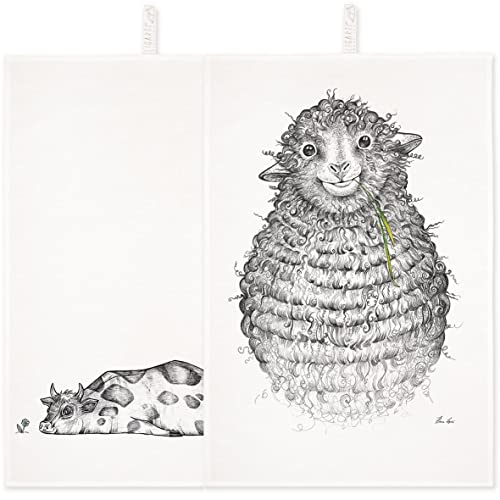 Ligarti® Geschirrtücher Halbleinen (Made in EU) I 2er Set Design Küchenhandtücher 50x70 cm I ÖKO-TEX I Abtrockentücher von Ligarti