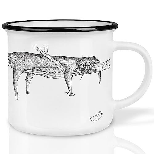 Ligarti® Keramiktasse [Design by H. Ligeti] Design Mug & handveredelter Becher I Spülmaschinengeeignete Tasse, Kaffeetasse, Teetasse, Cup (Faulpelz) von Ligarti