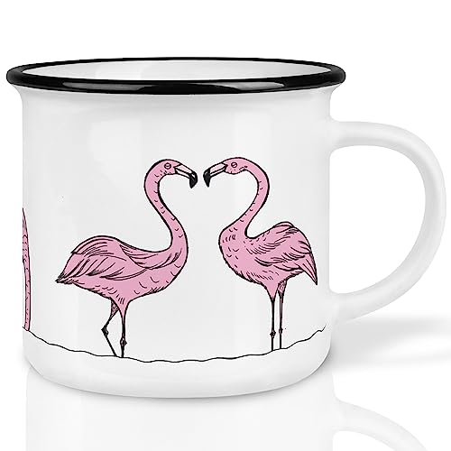 Ligarti® Keramiktasse [Design by H. Ligeti] Design Mug & handveredelter Becher I Spülmaschinengeeignete Tasse,Kaffeetasse, Teetasse, Cup (Flamingoparade) von Ligarti