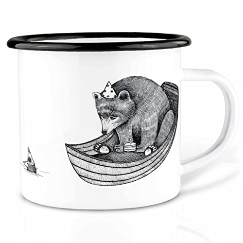 Ligarti® XXL Emaille Tasse (leicht & robust) | Camping Becher handveredelt in Deutschland | Kaffeetasse, Trinkbecher, Emaillebecher von Ligarti