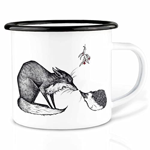 Ligarti Emaille Tasse | handveredelter Becher | Design Mug | Kuscheltiere von Ligarti