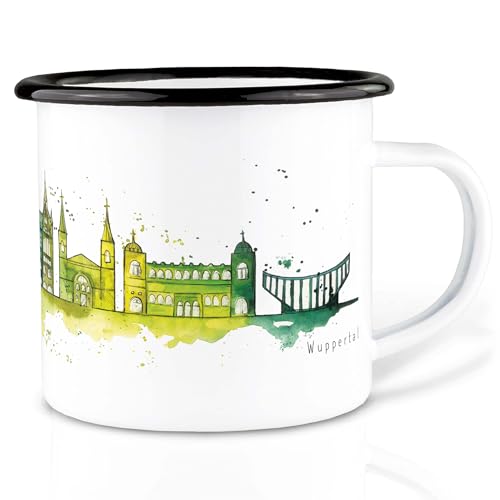 Ligarti Emaille Tasse (leicht & robust) | Camping Becher handveredelt in Deutschland | Teetasse für Weihnachten, Kaffeetasse, Emaillebecher | Christmas (Emaille I 300, Wuppertal) von Ligarti