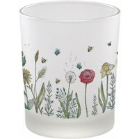 Windlicht [Handbedruckt] | »Blumenwiese« Teelicht Kerzenhalter Kerzenglas von Ligarti