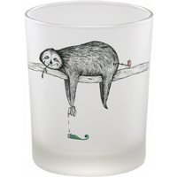 Windlicht [Handbedruckt] | »Faultier« Teelicht Kerzenhalter Kerzenglas von Ligarti