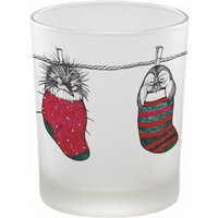 Windlicht [Handbedruckt] | »Sockentiere« Teelicht Kerzenhalter Kerzenglas von Ligarti